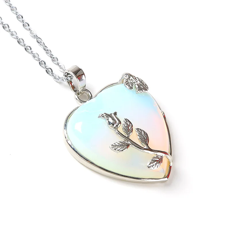 Женская цепочка с подвеской из натурального камня в форме сердца|stone pendant|quartz crystal
