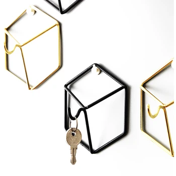 

Nordic Style Gold Iron Art Storage Hook Modern Wall Key Holder Wrought Iron Wall Mounted Coat Robe Hook Towel Rack Hanger Hooks