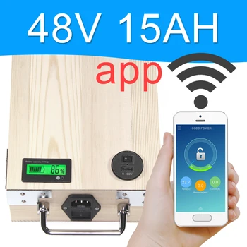 شراءAPP 48 فولت 15AH دراجة كهربائية LiFePO4 بطارية حزمة الهاتف التحكم الكهربائية دراجة سكوتر Ebike الطاقة 800 واط الخشب