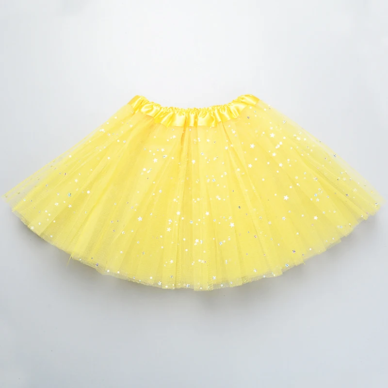 Шифоновые юбки-пачки для маленьких девочек юбка-американка для детей платье принцессы с юбкой-пачкой с сеткой и блестками звездами из 3 слоев тюля для танцев юбки От 2 до 8 лет