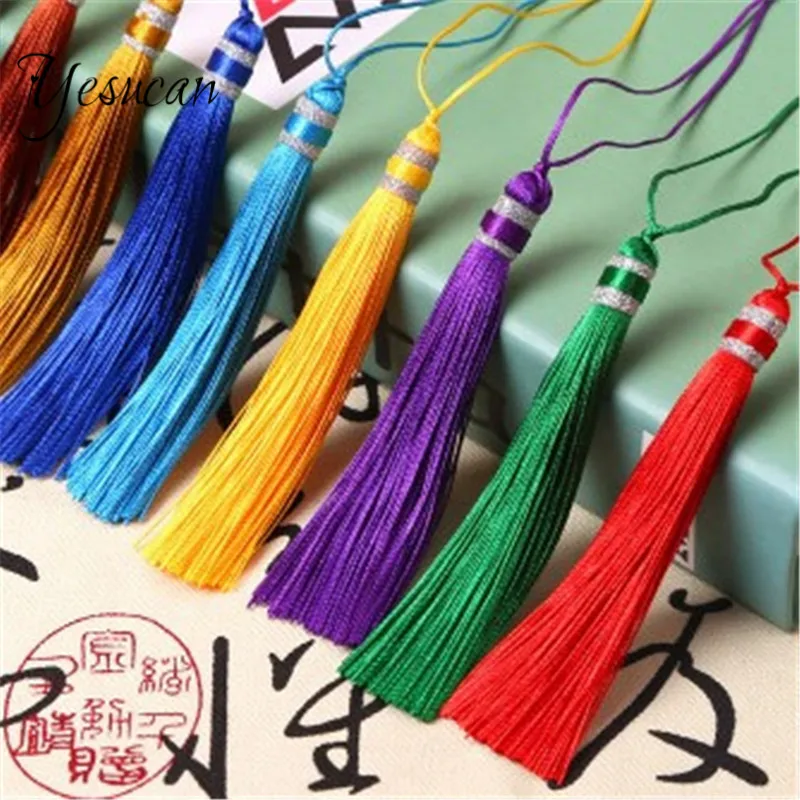 

Yesucan 2PCS Long Multicolor Cotton Silk Tassel 16.5cm Brush for Earring DIY Charm Pendant Satin Tassels Jewelry Findings
