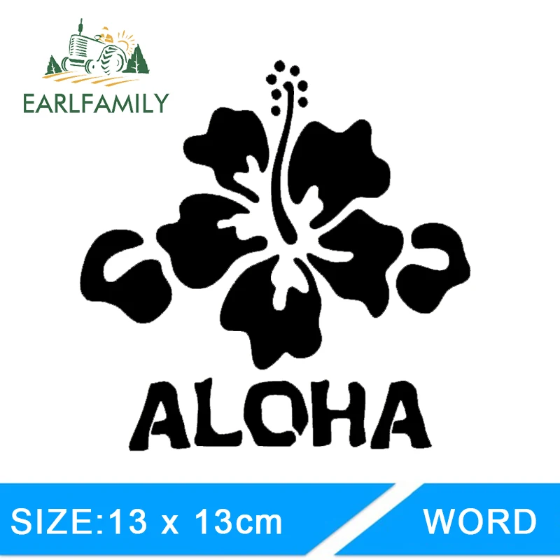 

EARLFAMILY 13cm X 13cm Car Styling Aloha Decal Hawaii Hibiscus Flower Beach Surfing Vacation JDM Car Truck Window Sticker Decal