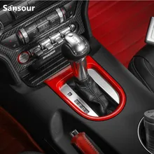 Sansour стайлинга автомобилей Шестерни Сдвиг крышки Шестерни рычаг кадров отделкой ящик для хранения Панель Стиль площадку для Ford Mustang 2015 + автомобильные аксессуары