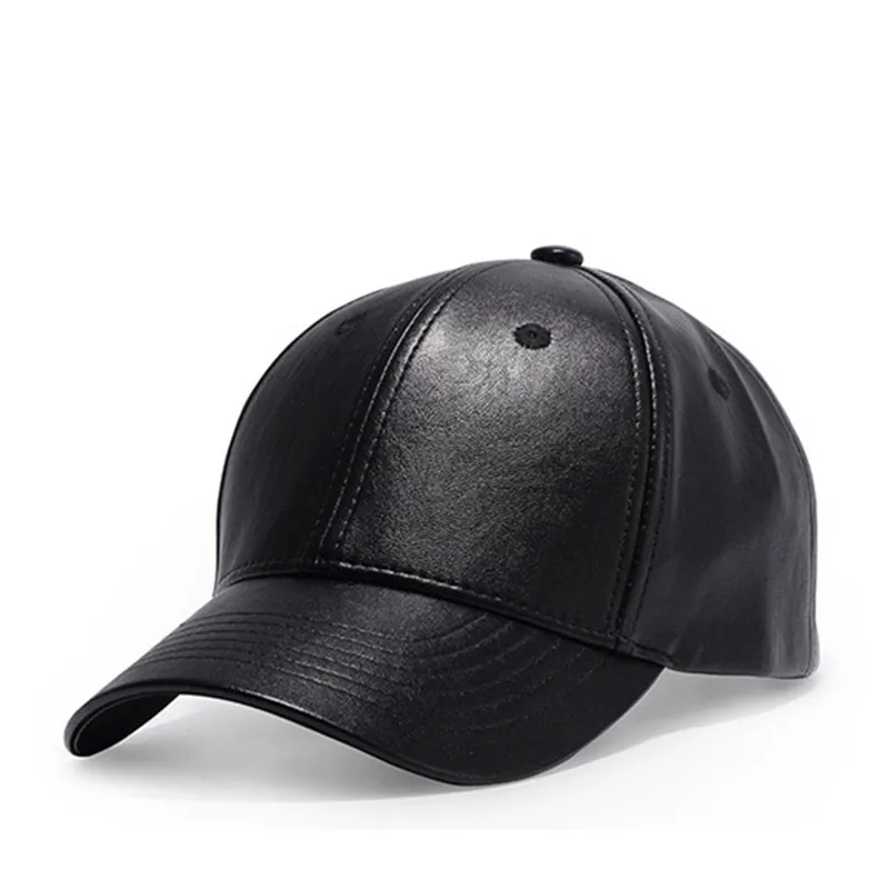 Simple Classic Men Women black leather Baseball Cap Bone Brand solid