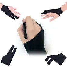 Guante de dibujo artístico para cualquier mesa de dibujo gráfico, guantes para dibujar de tamaño libre, antiincrustantes, para mano derecha e izquierda, 2 dedos