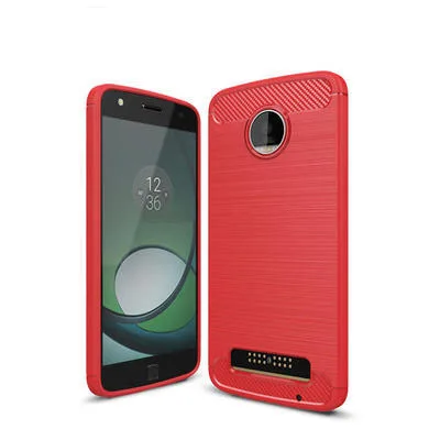 Текстурированный силиконовый чехол из углеродного волокна для Moto Z play, мужские чехлы в деловом стиле 5,5 ''для Moto Zplay XT1635 - Цвет: Красный
