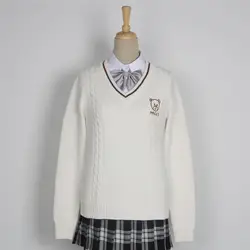 2019 новая японская вышивка медведь v-образным вырезом Jk школьная форма студентов длинный рукав хлопок свитер унисекс мягкие супер свитера