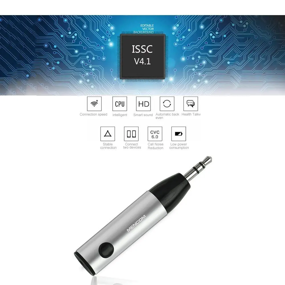 Mencom Wireless Bluetooth Receiver 3 5mm Jack Audio Bluetooth Aux Adapter Music Receiver Car Cable Free for Speaker Headphone