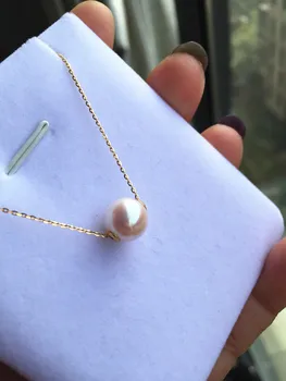 

Women Gift 925 Sterling real Japan Akoya natural seawater pearl Passepartout circle to 8-8.5 mm pendant necklace