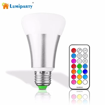 

Lumiparty Dimmable 12 Colors Changing LED Light Bulb with IR Remote Control 10W E27 LED Stage Lamp for Party Lighting AC85-265V