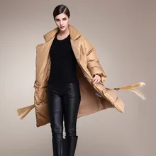 Осенние и зимние новые стильные женские пуховик светильник теплое объемное профиль толщиной с кисточками Большие размеры длинный женский пуховая куртка