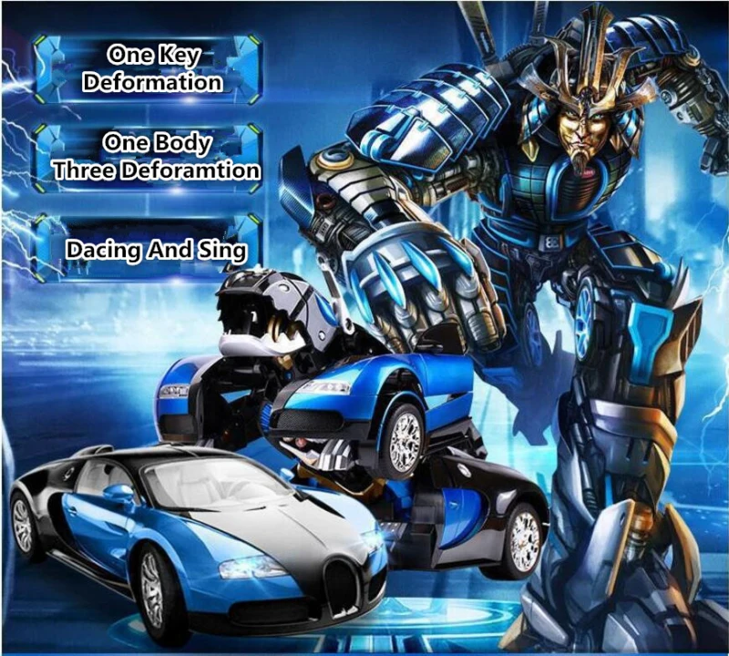 

The Newest Generation Deformation Remote Control Racing Car 2801P 2.4G One Key Three Deformation RC Dinosaur Car Robot Boy Toy