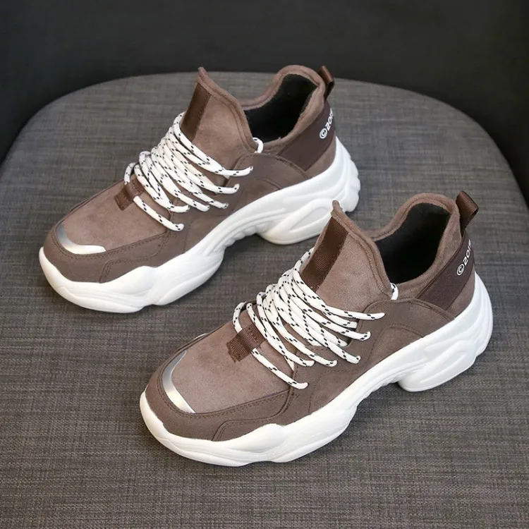 

Women Casual Shoes Femme 2019 Spring Autumn Shoes Women chunky Sneakers Flats Fashion Lace-Up white Breathable woman Sneakers