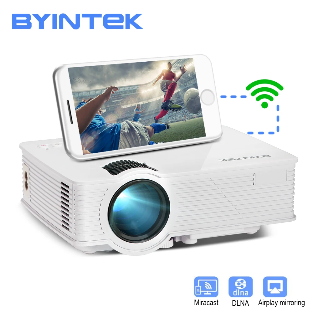 BYINTEK SKY BT140plus Mini LED Projector HD Home Theater Wireless Push Multi-screen Airplay Mircast for Iphone Smartphone