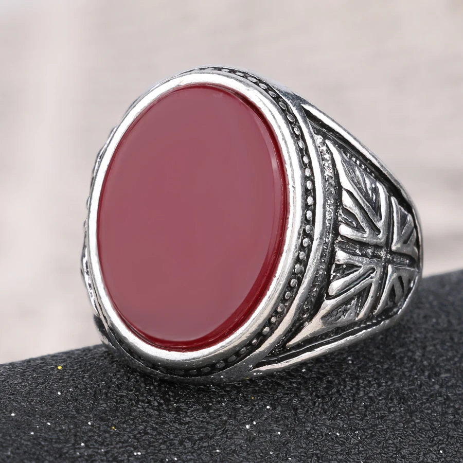 Kinel Black Ring Men's Jewelry Punk M Word Pattern Vintage Wedding Rings Color Silver Party Gift Aneis