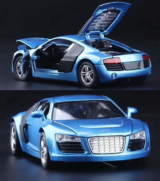 MINI AUTO 1:32 kids toys AUDI R8 metal toy cars model for children music pull back car miniatures gifts for boys