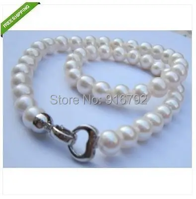 

YH@CS >18 inch PERFECT HUGE 10-11mm AAA+ SOUTH SEA WHITE PEARL NECKLACE