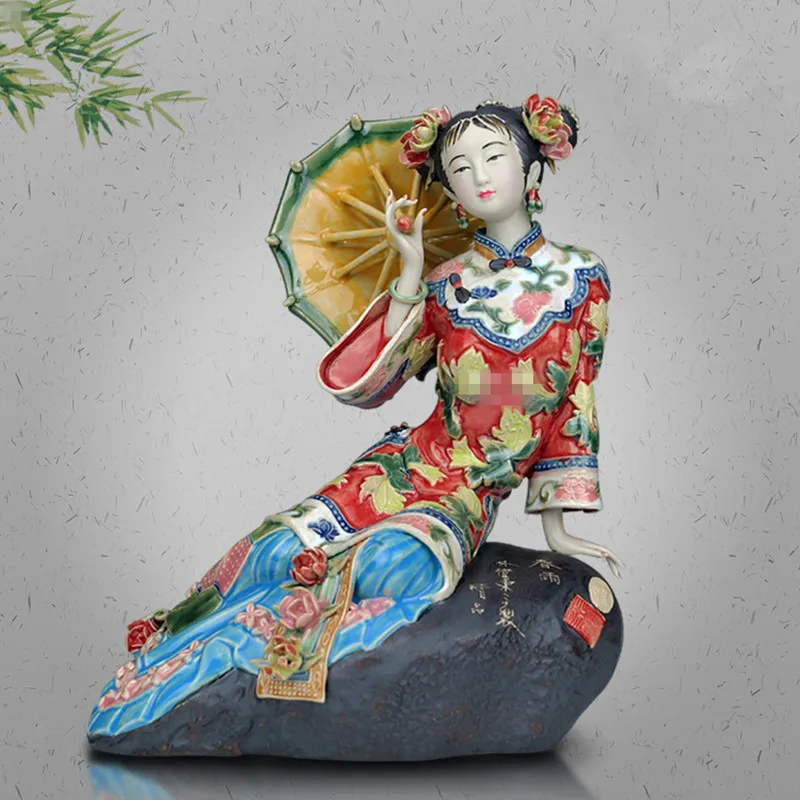 Китайская красота фарфоровая художественная антиквариат статуэтки Ангел ...