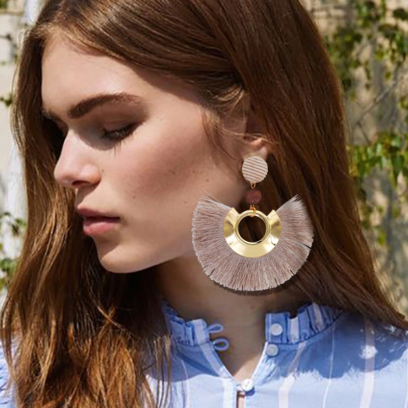 Yumfeel новые серьги модный веер и кисточка для женщин 6 цветов на выбор массивные