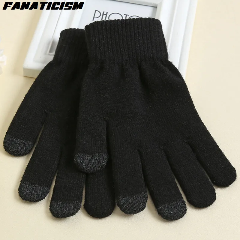 Fanaticism Free Size Unisex Non-slip Touch Screen Gloves Texting Mobile Phone Tablet PC Stretch Winter Knit Mittens Gloves