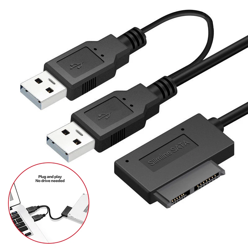 USB 2 0 к 6 + 7 13Pin Slim SATA внешний кабель для ноутбука CD-ROM JR сделки | Компьютеры и офис