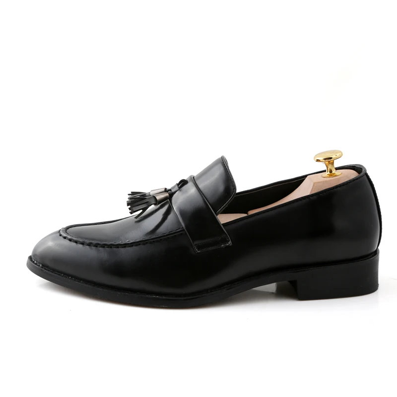 WOLF WHO/; мужские лоферы; Изысканная кожаная обувь; Мужские модельные туфли в деловом стиле; элегантные повседневные модные мужские туфли на плоской подошве; buty meskie X-199 - Цвет: wanjia-black