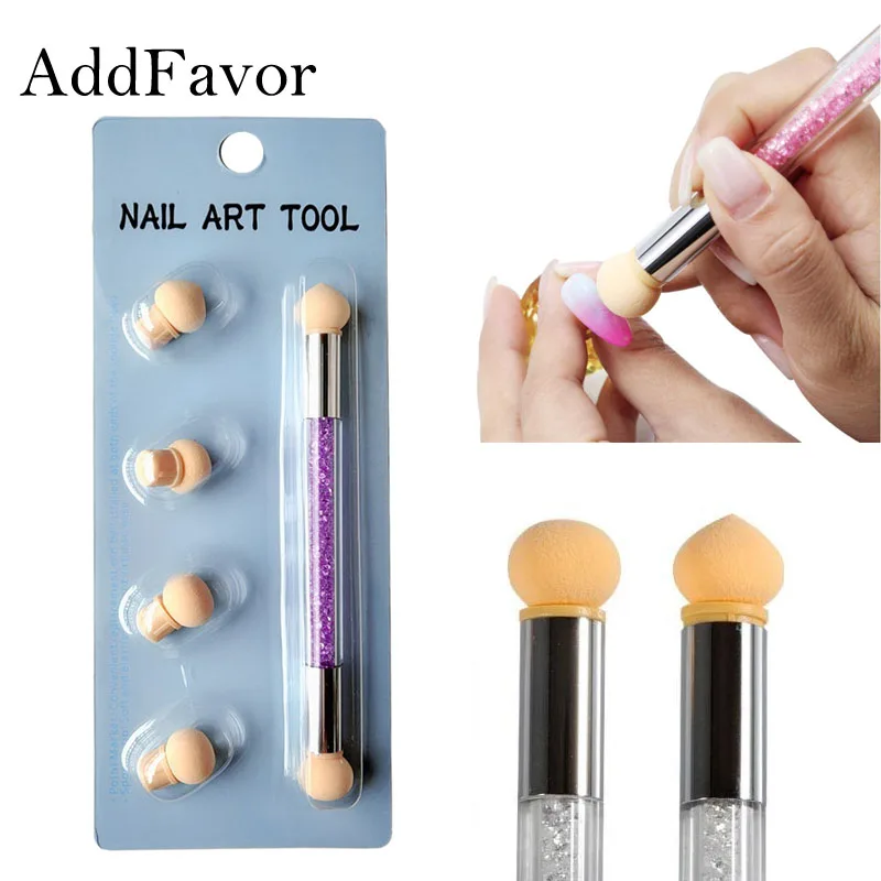

Addfavor Nail Brushes Gel Polish Color Gradient Brush Pen Double End Glitter Powder Picking Dotting Nails Manicure Tools