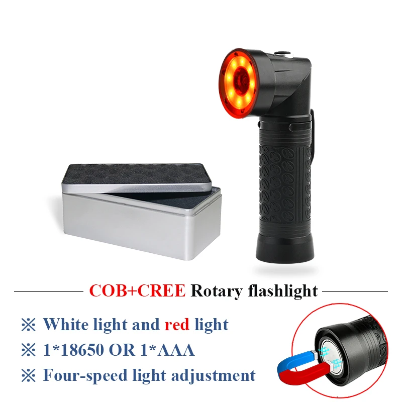 

flashlight red light torch xml t6 COB flash light 18650 or AAAbattery hunting Repair car lamp waterproof linterna with magnet