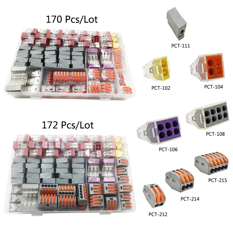 

Mini box wire Connector 170/172PCS Universal Compact Terminal Block Lighting connector fast push-in Terminal Block