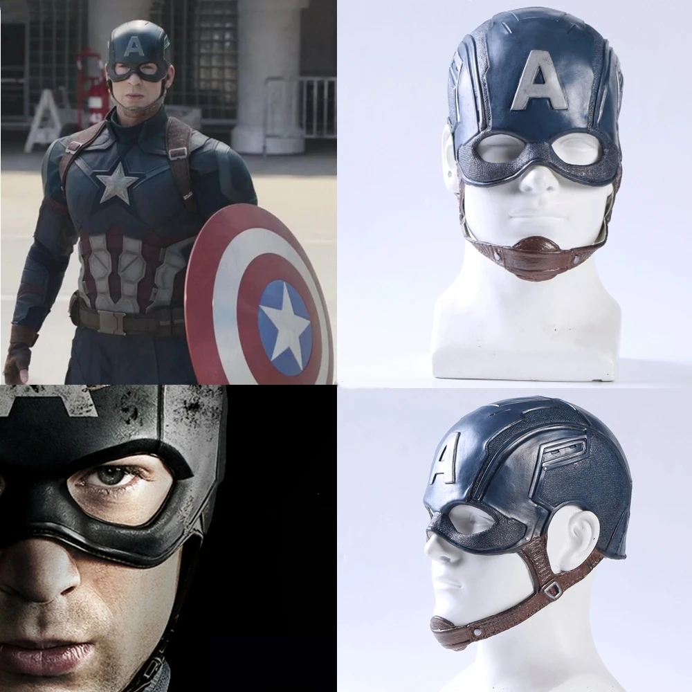 Online Película Capitán América 3 guerra Civil máscara del Capitán América Cosplay Steven Rogers superhéroe casco de látex Halloween para hombres fiesta Prop