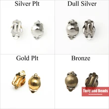 (30 pièces = 1Lot ! ) Demi-boule Clip sur boucle d'oreille résultats de bijoux or argent Bronze plaqué pour la fabrication de bijoux EW10