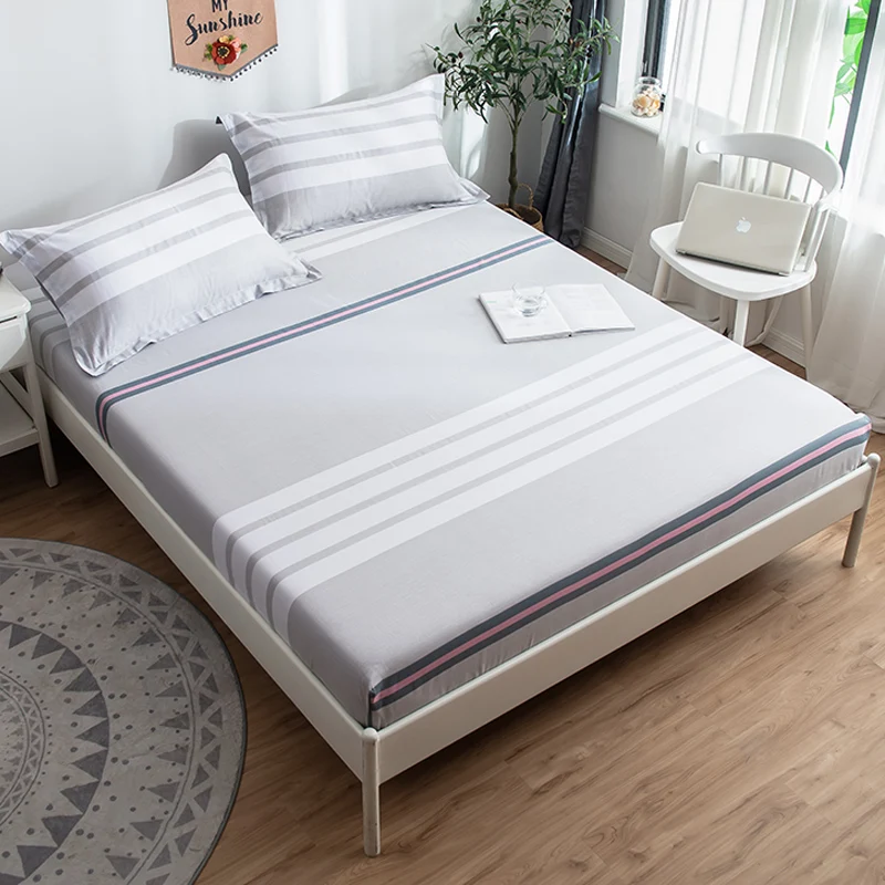 MECEROCK хлопчатобумажная простыня с принтом, домашний текстиль, защитная подушечка для кровати, воздухопроницаемые Наматрасники с резиновой лентой