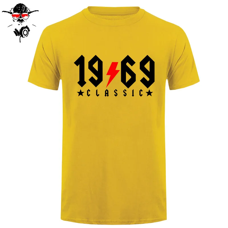 Винтажные 1969 классические дизайнерские футболки для 50 лет, мужские футболки для папы 50nd, 1969 на день рождения, подарок на день отца, ретро-футболка - Цвет: yellow black