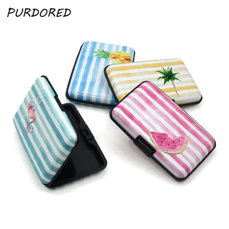 

PURDORED 1 pc Flamingo Card Holder Aluminum Business ID Credit Card Case Holder RFID Card Wallet Case tarjetero Dropshipping
