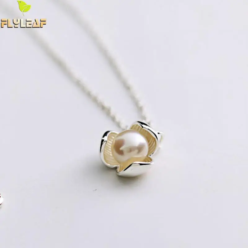 

Flyleaf Brand 925 Sterling Silver Imitation Pearl Flower Necklaces & Pendants For Women Fashion Lady Sterling-silver-jewelry