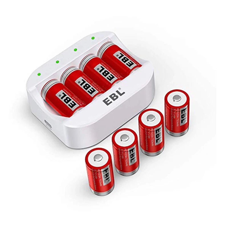 

EBL Rechargeable Battery Charger for Arlo VMC3030 Wireless Security Camera with 750mAh 8 PCS RCR123A Battery Charger sets