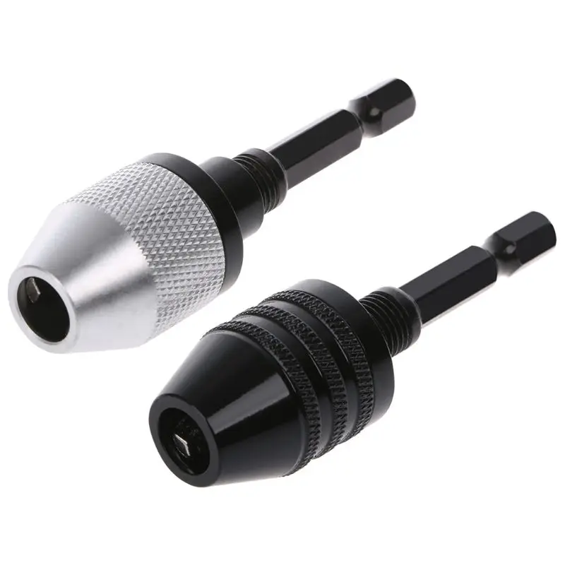 

6.35mm Keyless Drill Chuck Screwdriver Impact Driver Adapter 1/4" Hex Shank Twist Bit 0.3-6.5mm Quick Change -hol
