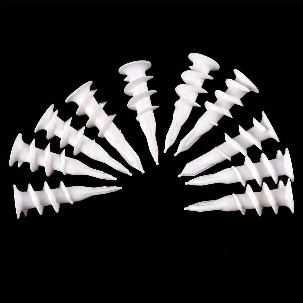 

10Pcs White Plastic Self Drilling Threaded Drywall Plastic Anchors for M4-M5 Screws Tool Parts