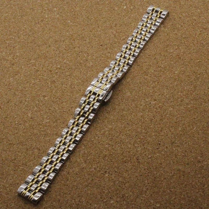 Silver With Gold 14mm 16mm 18mm 20mm 22 mm Stainless Steel Bracelet Metal Flat End Watch