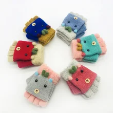 Зимние теплые перчатки высокого качества для маленьких мальчиков и девочек, детские Зимние красивые универсальные хлопковые перчатки с полупальцами, теплые варежки