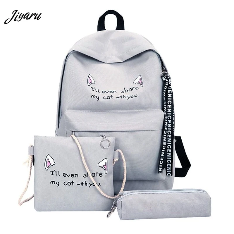 

2019 Fashion Women Schoolbag High Quality Backpack Female School Shoulder Bag Canvas Backpack for Teenage Girls Mochila 3PCS