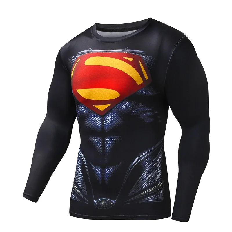 Мужские футболки для бега, компрессионная футболка для фитнеса, Мужская Черная пантера, Кроссфит, футболка для бодибилдинга, топы с 3D принтом Супермена - Цвет: 7