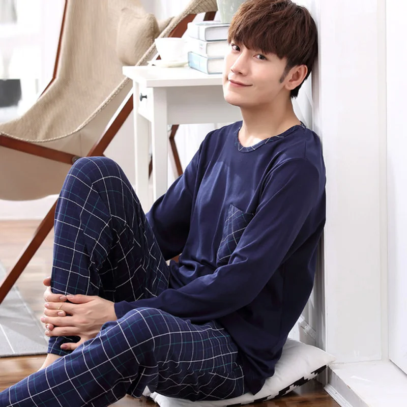 

Yidanna long sleeve pijama cotton pajamas sets for male big size sleep clothing casual nightie sleepwear men pyjamas suit autumn