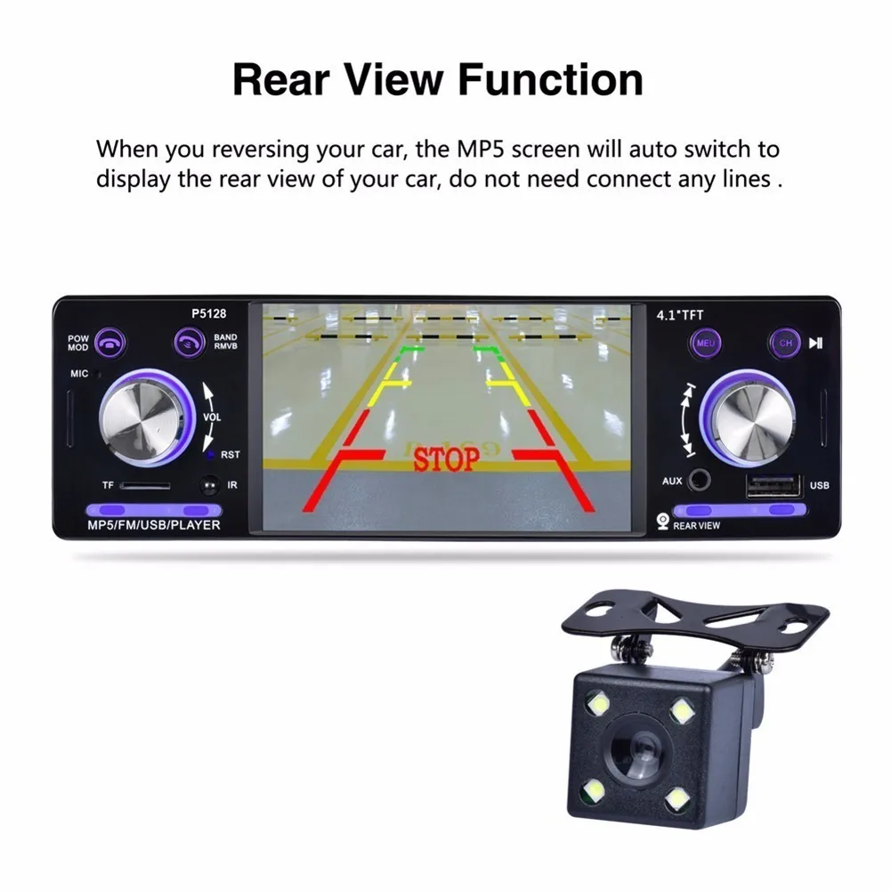 Автомагнитола P5128 1 Din 4 дюйма 12 В Bluetooth FM Aux вход SD USB MP3 WMA|Автомобильные