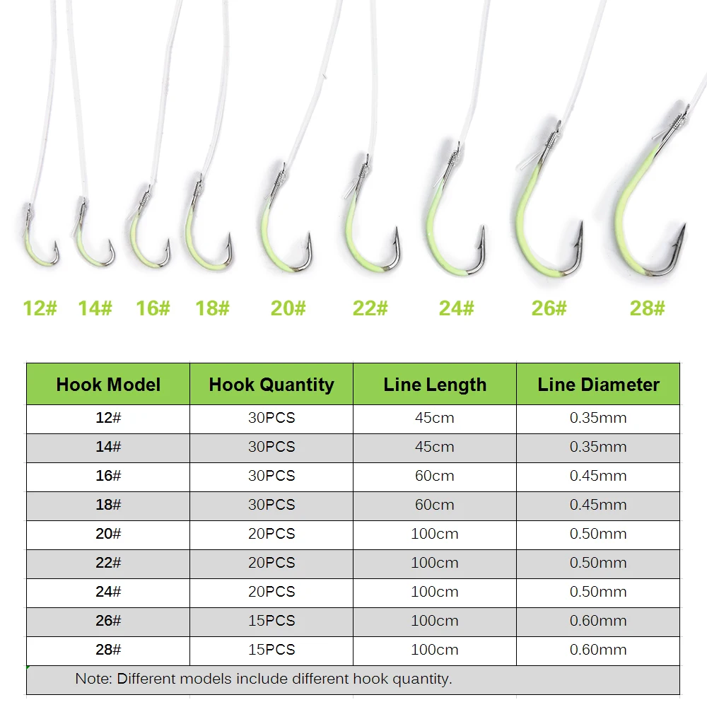 Рыболовные Крючки рыболовные снасти аксессуары Стальные рыболовные крючки Вертлюги Pecsa 12-28# светящиеся с леской крючок с зазубриной