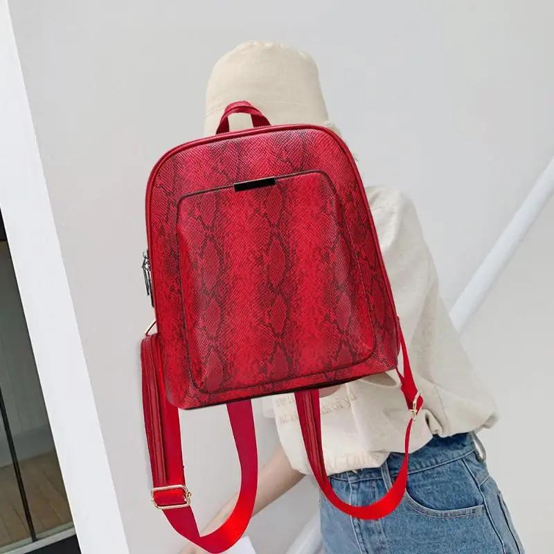 Кожаный женский рюкзак со змеиным принтом для девочек, дорожная школьная сумка, рюкзак, женские школьные рюкзаки, школьные сумки, маленький ранец