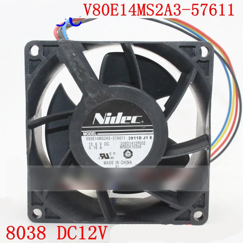 

For NIDEC V80E14MS2A3-57A611 80*80*38mm DC12V mute waterproof cooling fan 4pin