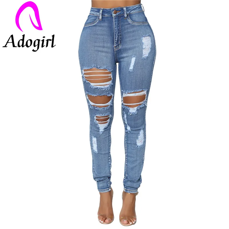

Adogirl front hollow out blue denim jeans vintage female skinny leg pants fashion ripped street wear front button summer jeans