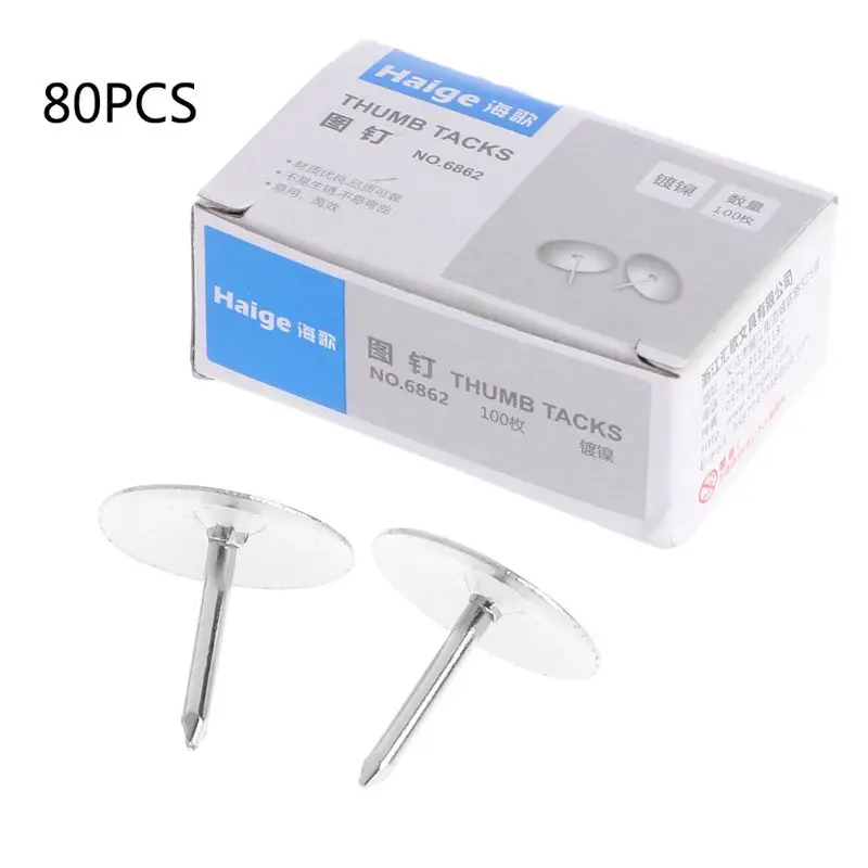 

Free shipping 80Pcs/Box Metal Thumb Tack Office Supplies Push Pin Scene Poster Push Pin Pins