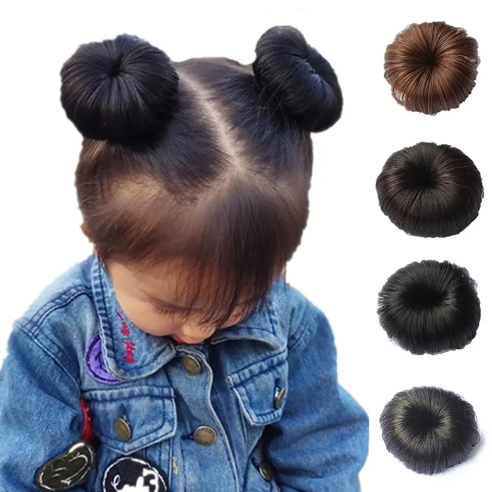 Детские волосы для девочек булочка Расширение парик шиньон Волнистые вьющиеся грязный пончик шиньоны